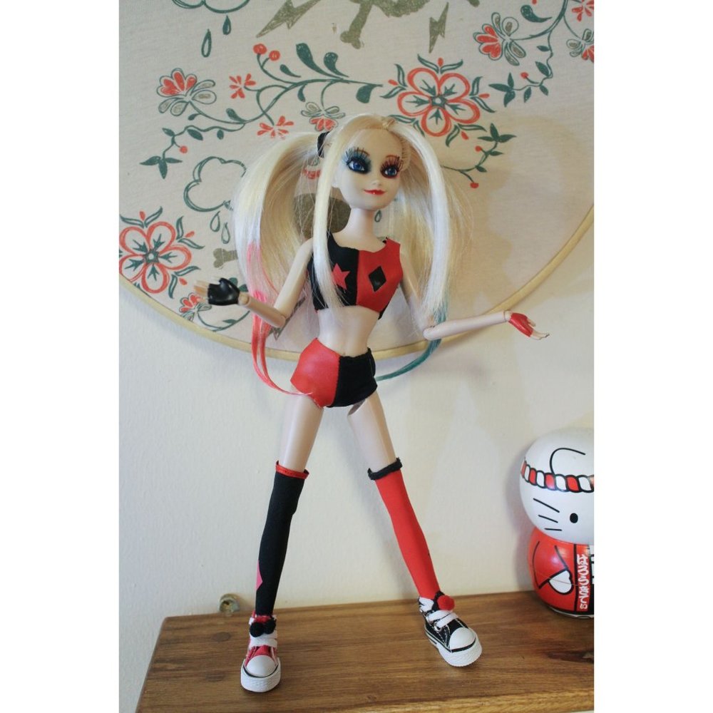 Custom Harley Quinn Repaint Art Doll Elsa OOAK